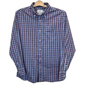 Southern Tide Men's Classic Fit Blue Plaid Polin Button Down Long Sleeve Shirt M
